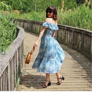 KAPARA LONDON FRIDA OFF SHOULDER PEASANT DRESS SIZE S/M NEW